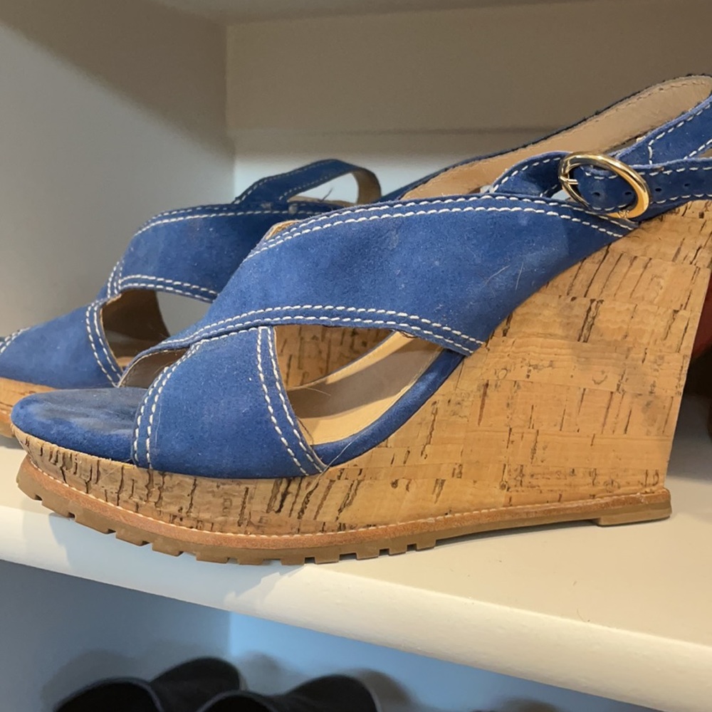Diane von Furstenberg Sylvia Blue Leather Suede Platform (9)